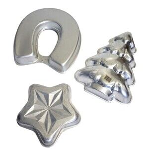 Wilton Cake Pans Lot of 3 Pans Horseshoe Star Christmas Tree Aluminum Vintage
